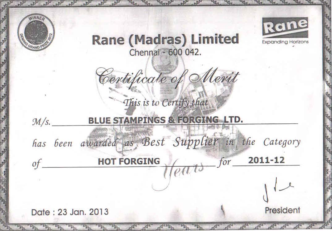 Certificate-supplier : RANE